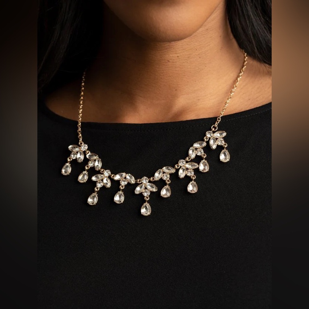 Paparazzi Gold Necklace with Clear Accents